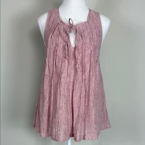 Meadow Rue Anthro Pleated Gauze Tie Keyhole Blouse‎ in Pink Size Medium
